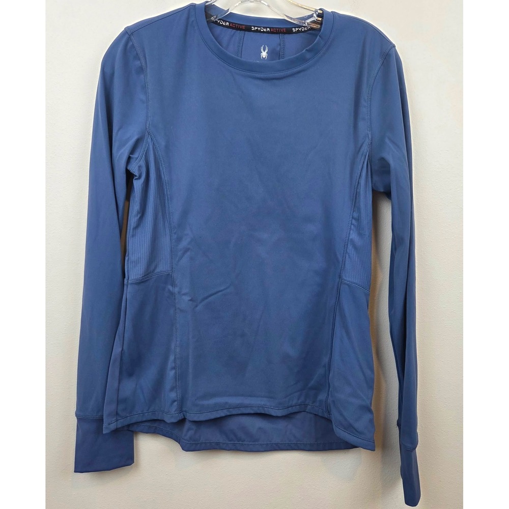 Spyder Active‎ Womens Steel Blue Long Sleeve Performance Top Thumbholes Size M